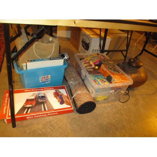 62 - Copper Lamp, Art Materials, Rug and Games