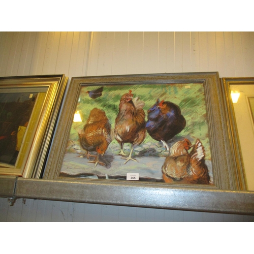 365 - Brian Baxter 1991, Pastels, Chickens, 38x48cm