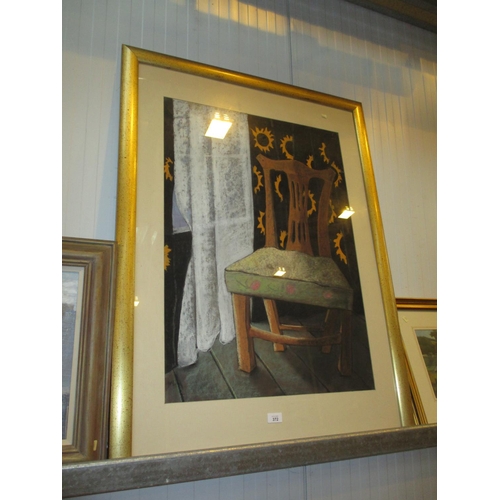 372 - Indistinctly Signed, Pastels, The Chair, 80x57cm