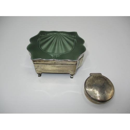 382 - Silver and Enamel Trinket Box, Birmingham 1933, and a Silver Pill Box, Birmingham 1938