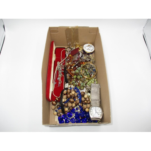 389 - Box of Jewellery, Watches, Coins etc