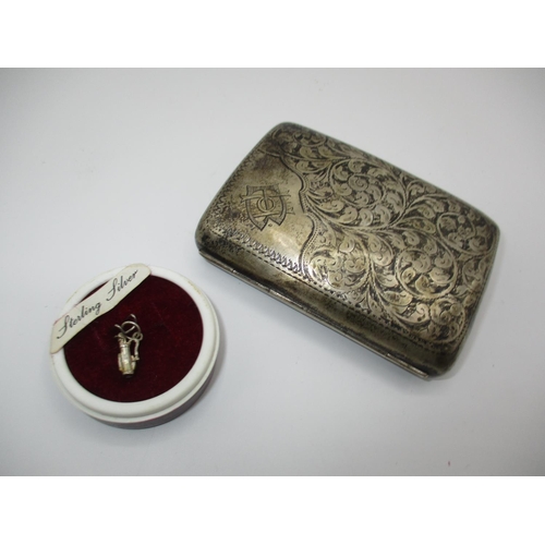 403 - Silver Cigarette Case, Birmingham 1900, 68.4g, along with a Silver Golf Bag Charm