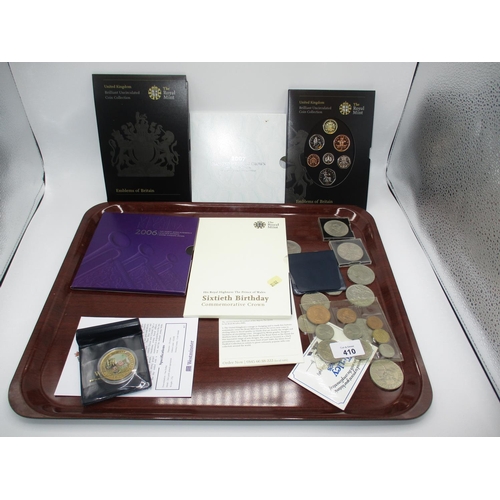 410 - Five Royal Mint Uncirculated Coin Sets and Other Coins