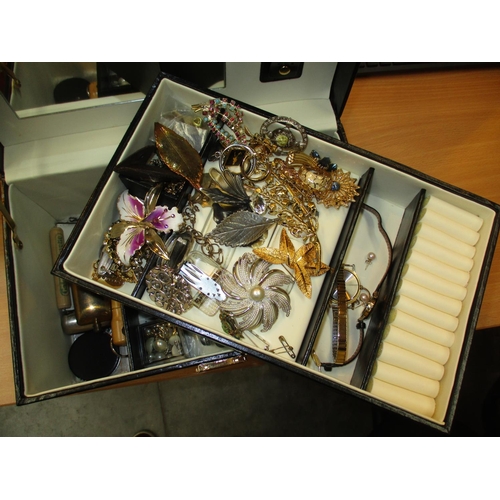 529 - Fitted Jewellery Box with 2 Ladies Watches and Costume Jewellery