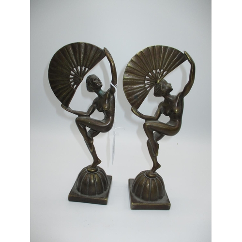 564 - Pair of Art Deco Style Brass Figurines, 25cm