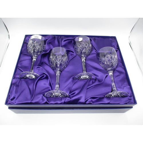 586 - Set of 4 Edinburgh Crystal Wine Goblets, Boxed