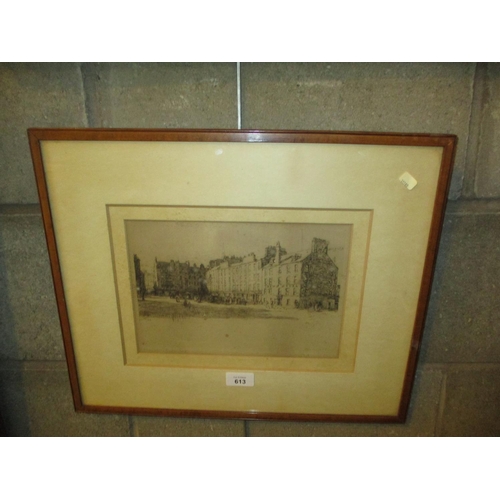 613 - David Foggie, Etching, Greenmarket Dundee 1914