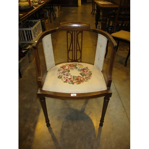 706 - 1920's Inlaid Mahogany and Tapestry Seat Occasional Arm Chair