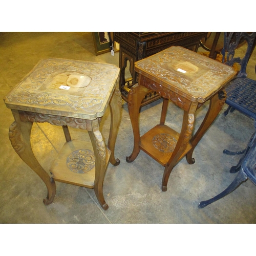 714 - Pair of Chinese Carved Wood Plant Tables