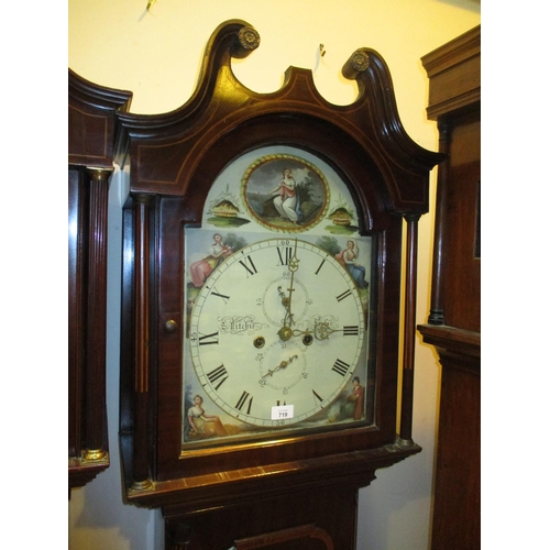 719 - S. Ritchie Forfar Painted Dial 8 Day Inlaid Mahogany Longcase Clock