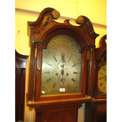 720 - Adam Pringle Edinburgh Silvered Dial 8 Day Oak Longcase Clock