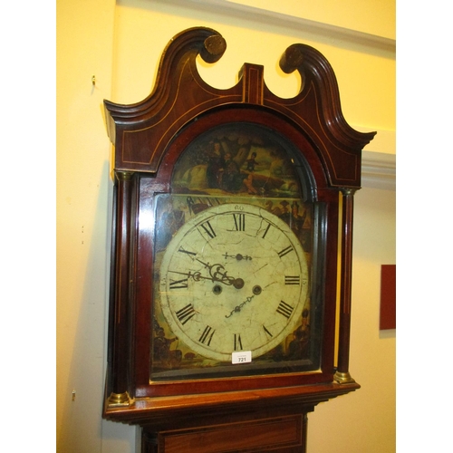 721 - Painted Dial 8 Day Inlaid Mahogany Longcase Clock