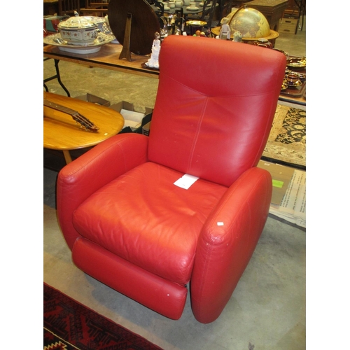 734 - Red Leather Reclining Chair