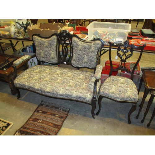 740 - Late Victorian Mahogany Drawing Room Settee and Chair