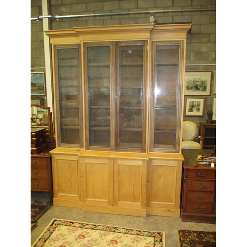 749 - 19th Century Stripped Breakfront Library Bookcase, 187cm