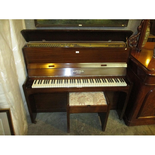 784 - Hopkinson Mahogany Case Upright Overstrung Piano with Stool