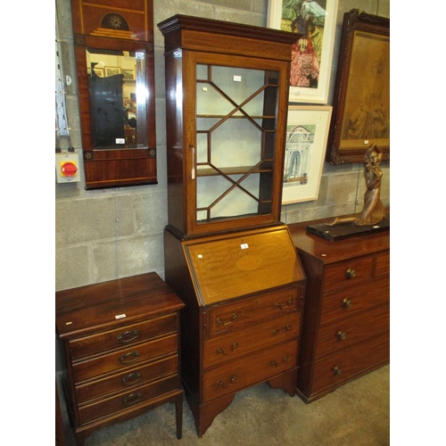 788 - Edwardian Inlaid Mahogany Bureau Bookcase, 61cm