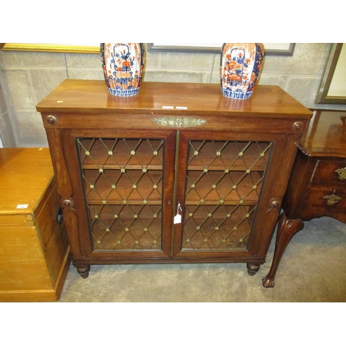 793 - 19th Century Mahogany Side Cabinet having Glazed and Brass Grille Doors, 96cm