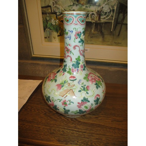 100 - Chinese Porcelain Bottle Neck Vase, 32cm