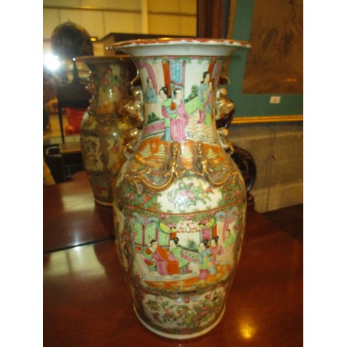 107 - Pair of Chinese Canton Porcelain Vases, 46cm