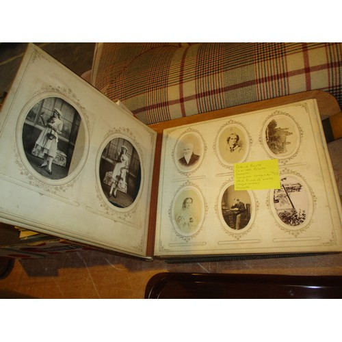 188 - Large Victorian Album with 24 Cabinet Cards and 90 Cartes de Visite including Royalty, Literary (Bro... 