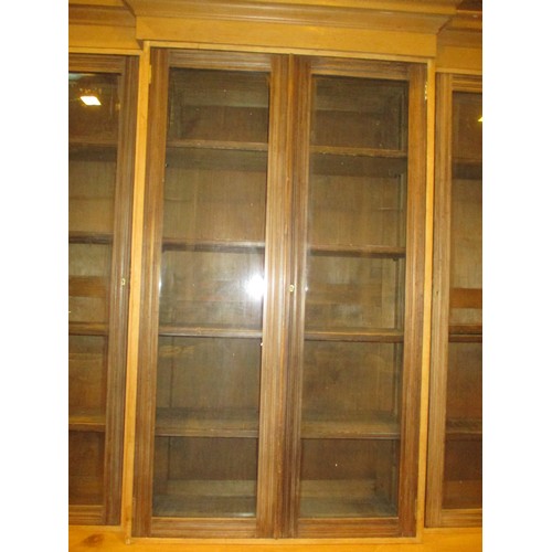 749 - 19th Century Stripped Breakfront Library Bookcase, 187cm