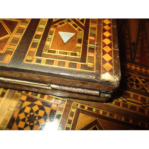 716 - Early 20th Century Moorish Profusley Inlaid and Parquetry Decorated Combination Games Table, 83x41cm... 