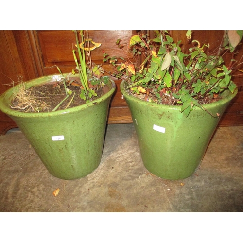 103 - Pair of Green Glazed Garden Planters