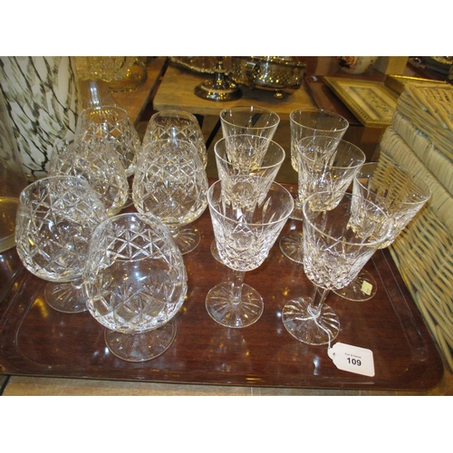 109 - Set of 6 Edinburgh Crystal Brandy Goblets and 7 Wine Goblets