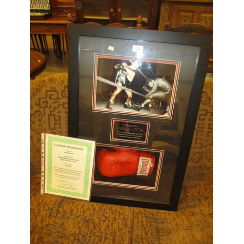 131 - Cased Boxing Glove Signed by Jake LaMotta 