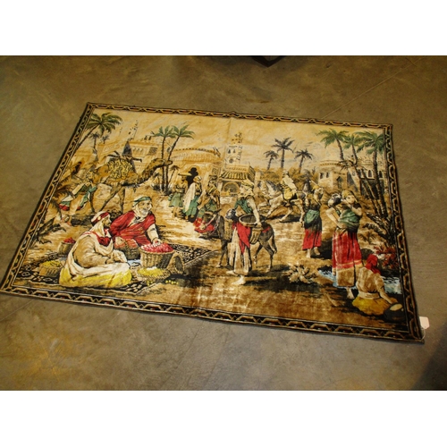 136 - Velour Panel Depicting an Arabic Scene, 120x170cm