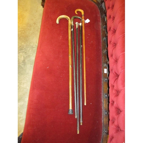 137 - Three Silver Mounted Walking Sticks and 2 Others