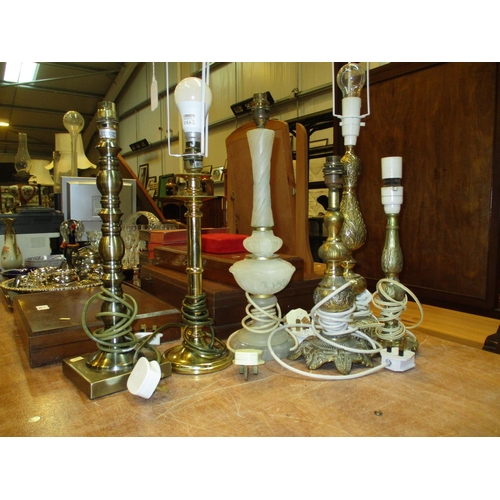 141 - Six Table Lamps and Various Shades