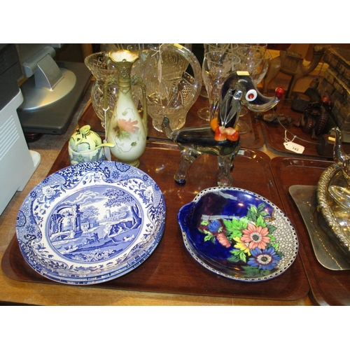 145 - Venetian Glass Dog, Maling and Spode Dishes etc