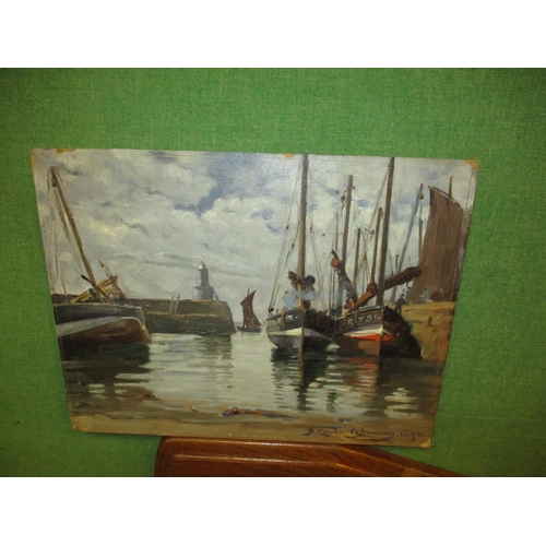 205 - David Comba Adamson, (Scottish 1859-1026), Oil on Board Fife Fishing Harbour, 27x35cm, along with 2 ... 