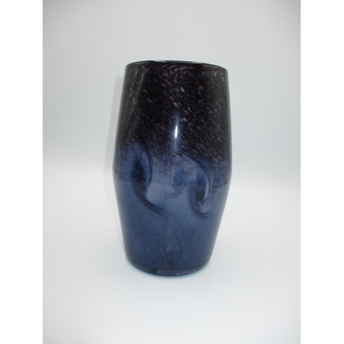 219 - Strathearn Blue Glass and Gold Inclusion Vase, 20cm