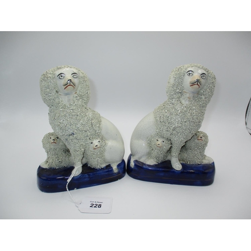 228 - Pair of Staffordshire Pottery Dog Groups, 17cm