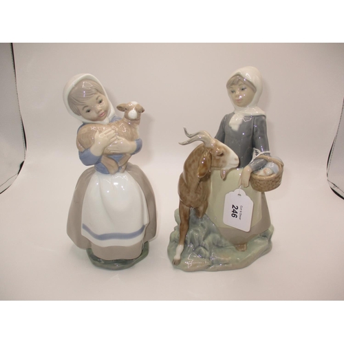 246 - Lladro Girl with Goat and a Nao Figure