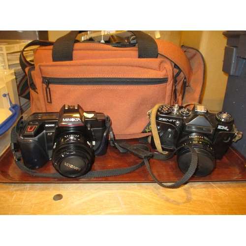 26 - Zenit EM and Minolta 5000 Cameras and Lenses etc