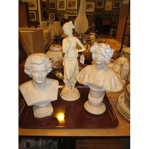 37 - Porcelain Bust of Mozart, Maiden Bust and Figure