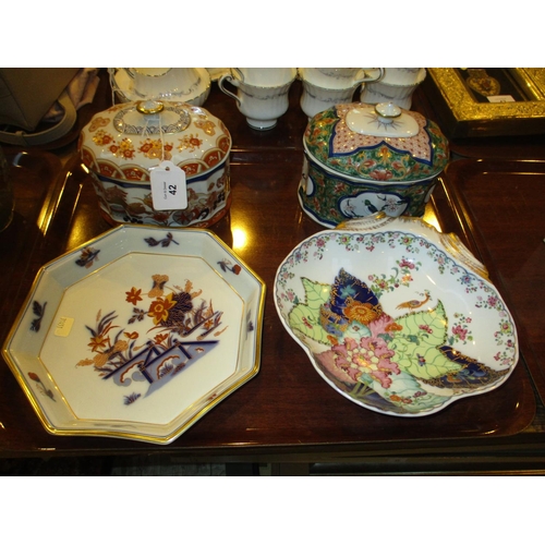 42 - Two Vista Alegra Porcelain Trinket Boxes and 2 Dishes