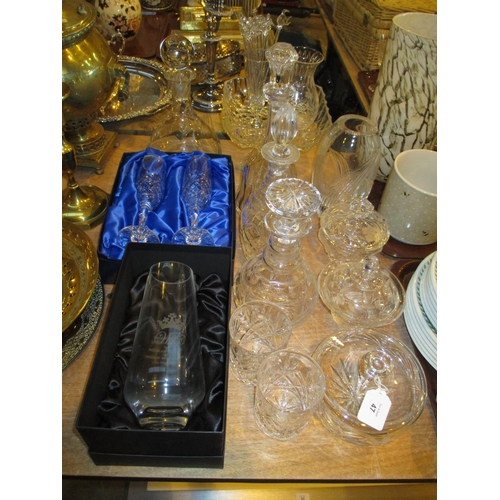 47 - Pair of Royal Scot Crystal Champagne Flutes, 3 Crystal Decanters and Various Other Glasswares