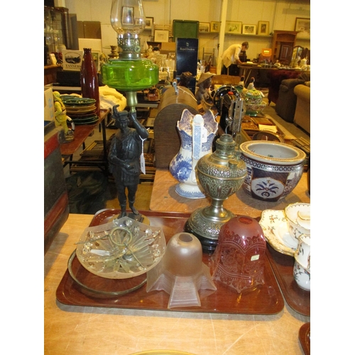 68 - Two Oil Lamps and 3 Shades