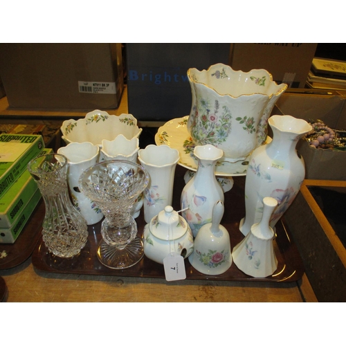 7 - Collection of Aynsley China and 2 Crystal Vases