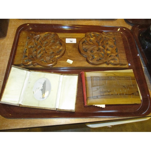 76 - Carved Wood Book Stand, Jerusalem Book and Photograph of a Warship