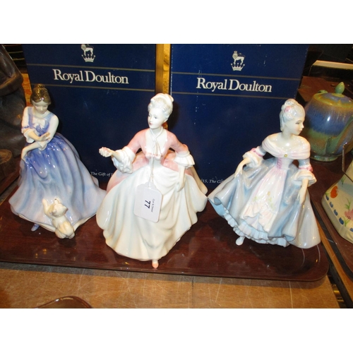 77 - Three Royal Doulton Figures, Lorraine HN3118, Diana HN3266, Southern Belle HN2426