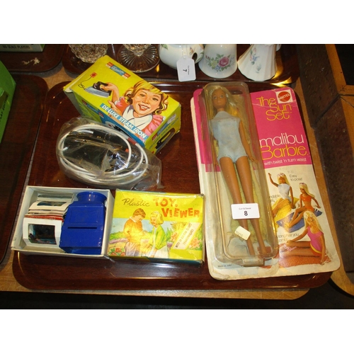 8 - Mattel Malibu Barbie The Sun Set, Toy Viewer and Steam Iron