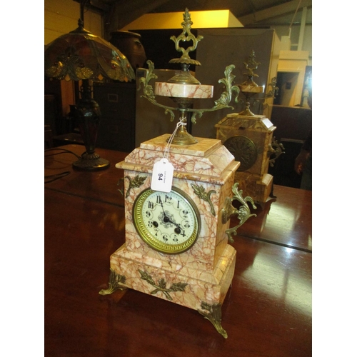 94 - Victorian Marble and Ornate Brass Case Mantel Clock