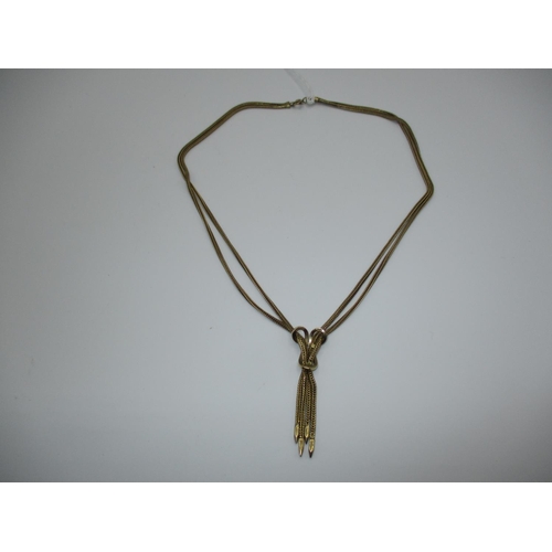 270 - 9K Gold Tassel Drop Necklace, 15.46g