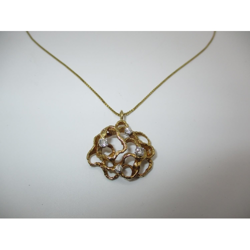 288 - 18ct Gold and 4 Diamond Pendant with 18ct Gold Chain, 7.31g